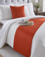 Velvet Orange Decorative Bed Runner and Cushion Cover - Rust Velvet