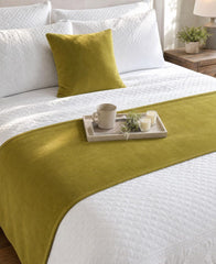 Velvet Chartreuse Green Decorative Bed Runner and Cushion Cover - Chartreuse Velvet
