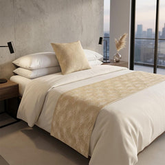 Linen Beige Decorative Bed Runner and Cushion Cover - Deco Reverie