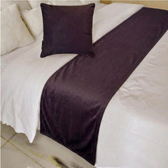 Velvet Plum Decorative Bed Runner and Cushion Cover - Plum Velvet