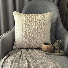 Knotted Ivory - Ivory Velvet Throw Pillow Cover