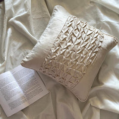Knotted Ivory - Ivory Velvet Throw Pillow Cover