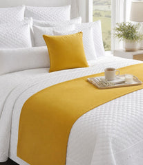 Mustard Gold Velvet Decorative Bed Runner and Cushion Cover