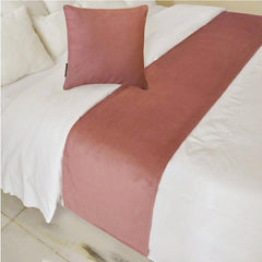 Velvet Dusty Rose Decorative Bed Runner and Cushion Cover - Dusty Rose Velvet