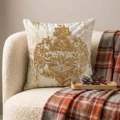 Shimmer Ornament - Gold Velvet Decorative Throw Cushion Cover