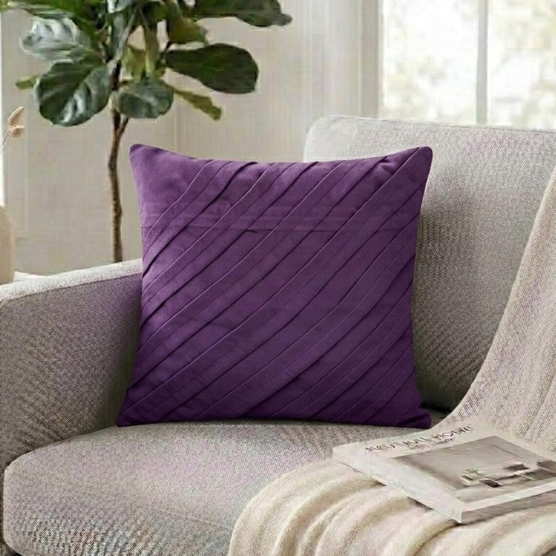 Contemporary Purple - Purple Faux Suede Decorative Euro Sham