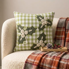 Mistle Bliss - Green Cotton Decorative  Throw Cushion Cover