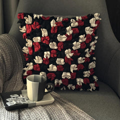 Red N Black Blossom Pillow Cover