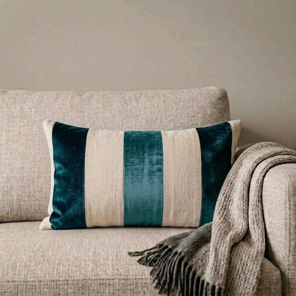 Swathe Teal Lumbar Pillow Cover