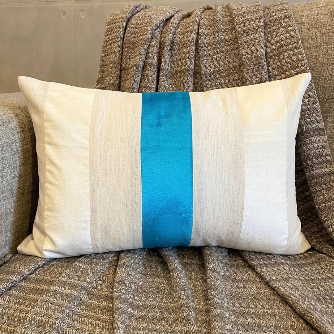 Swathe Turquoise Lumbar Pillow Cover