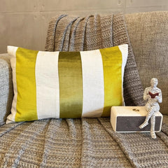 Swathe Chartreuse - Green Velvet & Linen Lumbar Pillow Cover