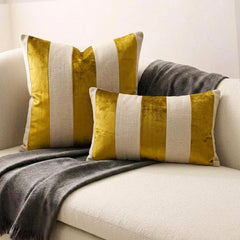 Swathe Chartreuse - Green Velvet & Linen Lumbar Pillow Cover