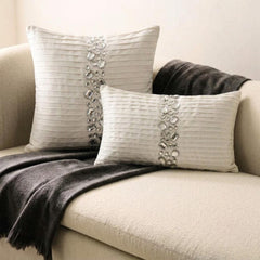 Crystal Dreams White - White Silk Lumbar Pillow Cover