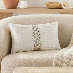Crystal Dreams White Lumbar Pillow Cover
