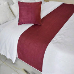 Velvet Cranberry Decorative Bed Runner and Cushion Cover - Cranberry Velvet