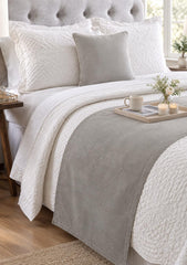 Dove Gray Velvet Decorative Bed Runner and Cushion Cover