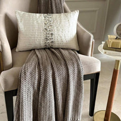 Crystal Dreams White - White Silk Lumbar Pillow Cover