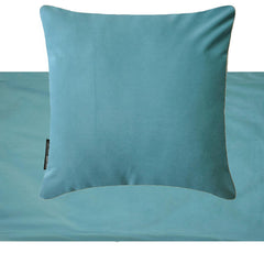 Velvet Blue Decorative Bed Runner and Cushion Cover - Blue Velvet