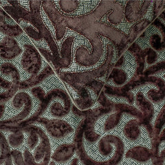 Velvet Brown Decorative Bed Runner and Cushion Cover - Regalia Vine