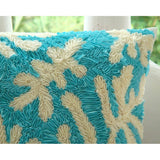 Aquamarine Corals - Blue Art Silk Decorative Euro Sham