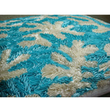 Aquamarine Corals - Blue Art Silk Decorative Euro Sham