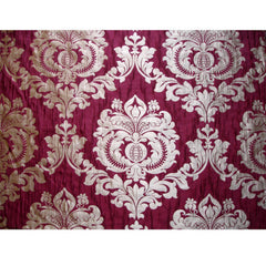 Ruby Royal Damask Jacquard Weave Fabric By The Metre