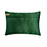 All About Leaves - Art Silk Dull Green Decorative Lumbar Cushion Cover
