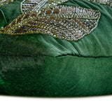 All About Leaves - Art Silk Dull Green Decorative Lumbar Cushion Cover