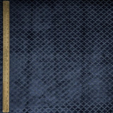 Geometric Navy Blue Velvet Fabric By The Metre, Jacquard Velvet Fabric