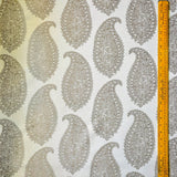 Grey Paisley Woven Fabric By The Metre, Cotton Fabric, Upholstery Fabric, Curtain
