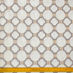 Ivory Medallion Geometric Embroidered Fabric By The Metre, Cotton Embroidery