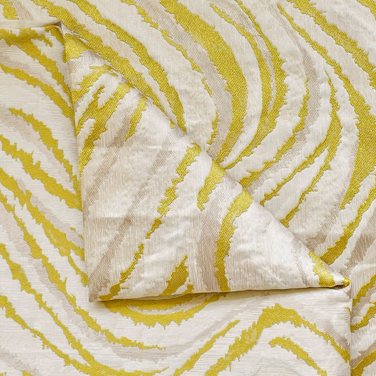 Chartreuse Waves Woven Fabric By The Metre