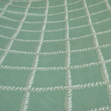 Duck Egg Leafy Diamond Geometric Fabric By The Metre, Chain Stitch Embroidery