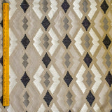 Beige Aztec Geometric Embroidered Fabric By The Metre, Cotton Embroidery Fabric