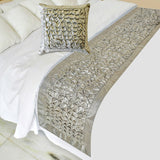 Polished Silver Decorative Bed Runner and Cushion Cover