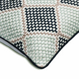 Pointillism - Embroidered Blue Decorative Bed Runner and Cushion Cover
