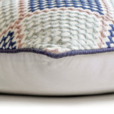 Pointillism - Embroidered Blue Decorative Bed Runner and Cushion Cover
