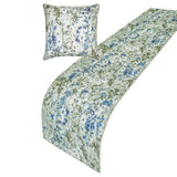 Garden Grace - Cotton Blue Decorative Bed Runner and Cushion Cover