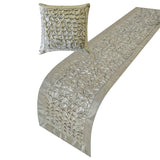Polished Silver - Jacquard Silver Decorative Bed Runner and Cushion Cover