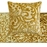 Serene Symphony - Velvet Beige Gold Decorative Bed Runner and Cushion Cover