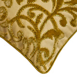 Serene Symphony - Velvet Beige Gold Decorative Bed Runner and Cushion Cover