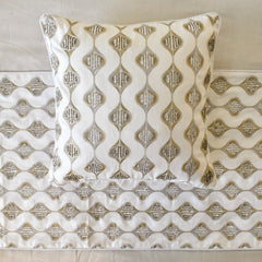 Mahsa - Linen Beige Decorative Bed Runner and Cushion Cover