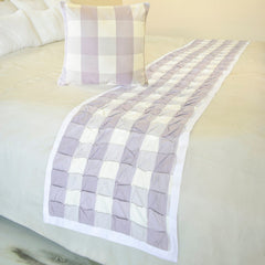 Lavender Plaid Knots Decorative Bed Runner and Cushion Cover