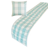 Aqua Plaid Knots - Cotton Aqua Decorative Bed Runner and Cushion Cover
