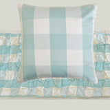 Aqua Plaid Knots - Cotton Aqua Decorative Bed Runner and Cushion Cover