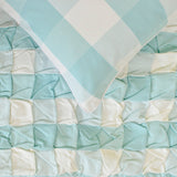 Aqua Plaid Knots - Cotton Aqua Decorative Bed Runner and Cushion Cover