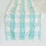 Aqua Plaid Knots - Cotton Aqua Decorative Bed Runner and Cushion Cover