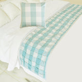 Aqua Plaid Knots Decorative Bed Runner and Cushion Cover