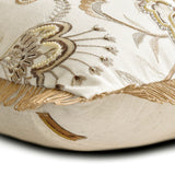 Floral Luster - Cotton Beige Decorative Bed Runner and Cushion Cover