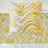 Yellow Whirls - Jacquard Yellow & Grey Decorative Bed Runner and Cushion Cover